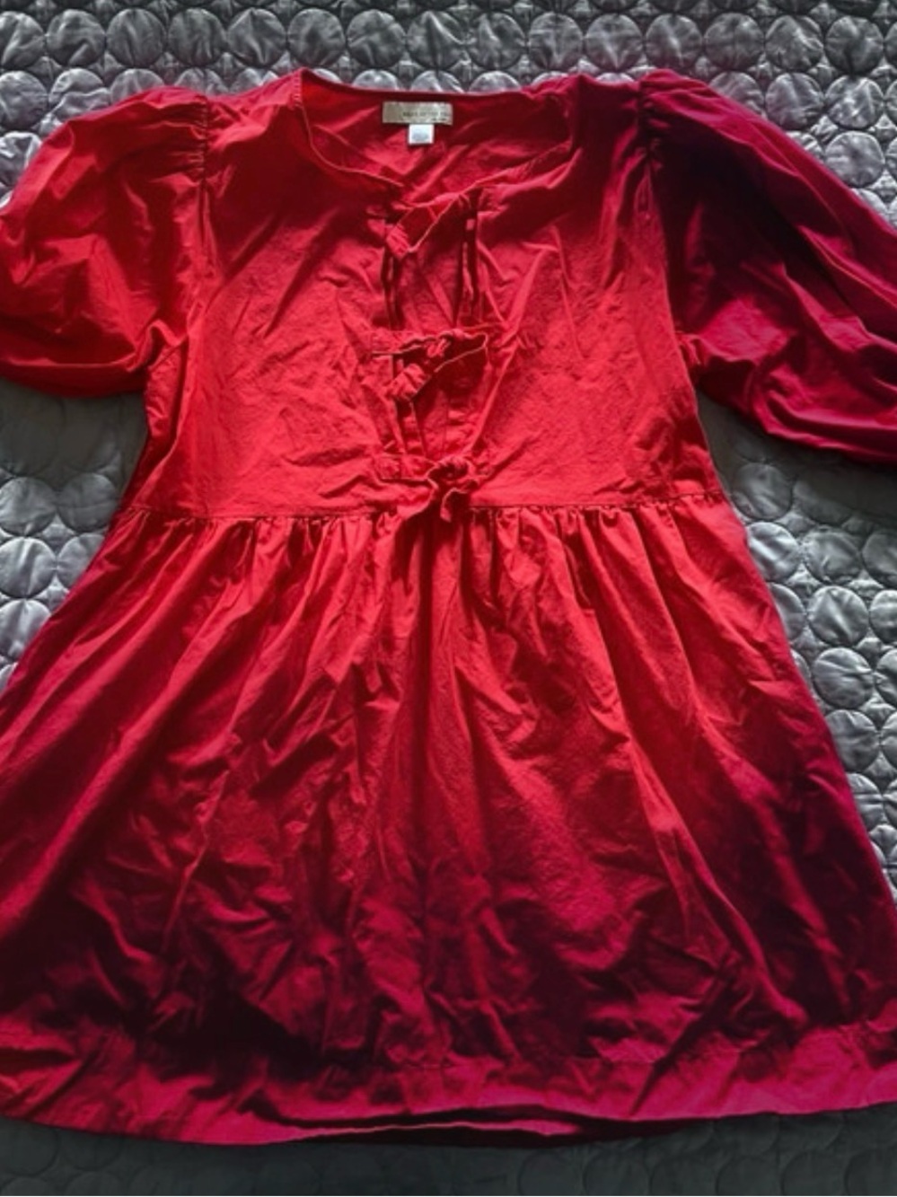 Red Mini Dress with Tie Front